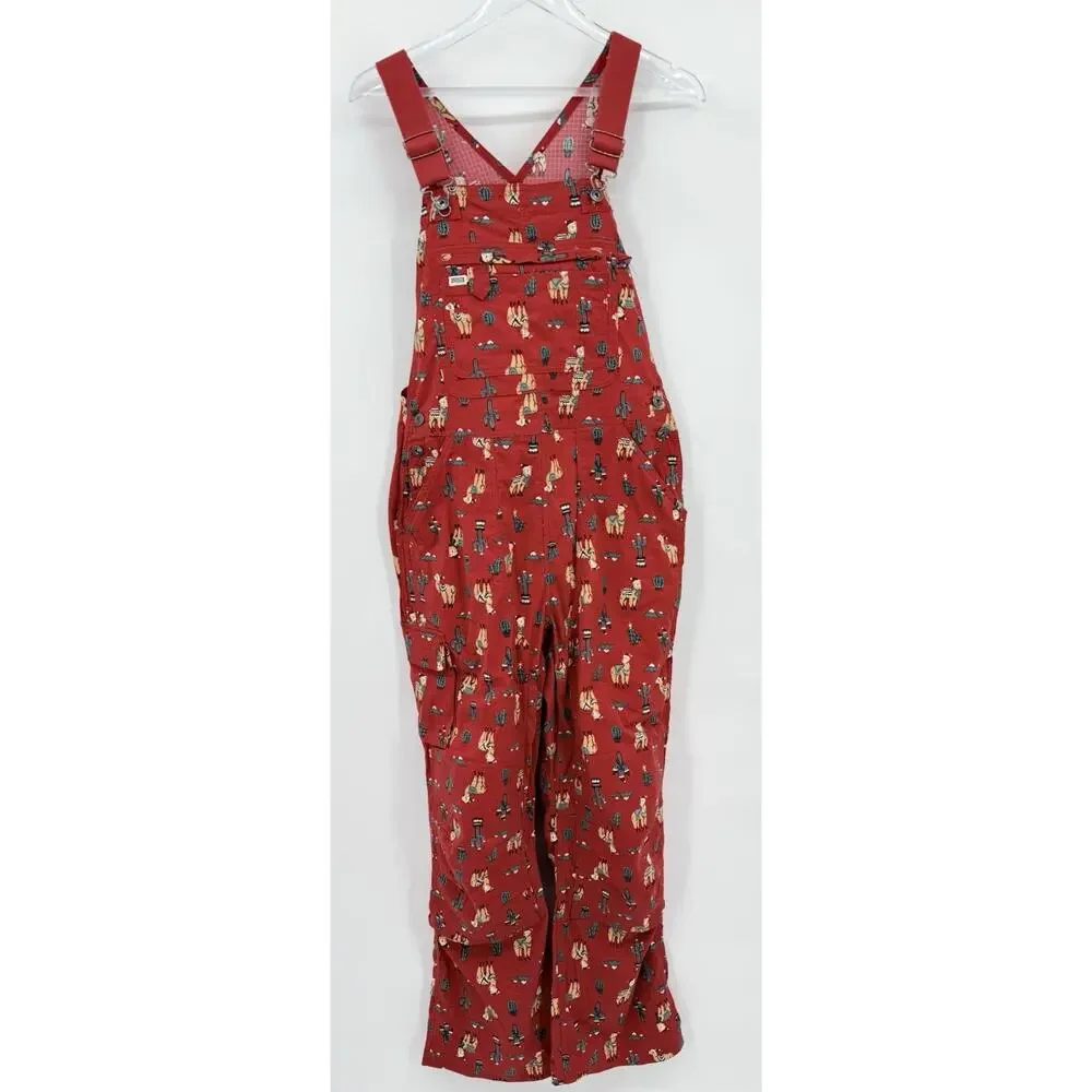 Duluth Trading Co Red Llama Cactus Heirloom Gardening Bib Overalls Small 29 - Picture 2 of 15